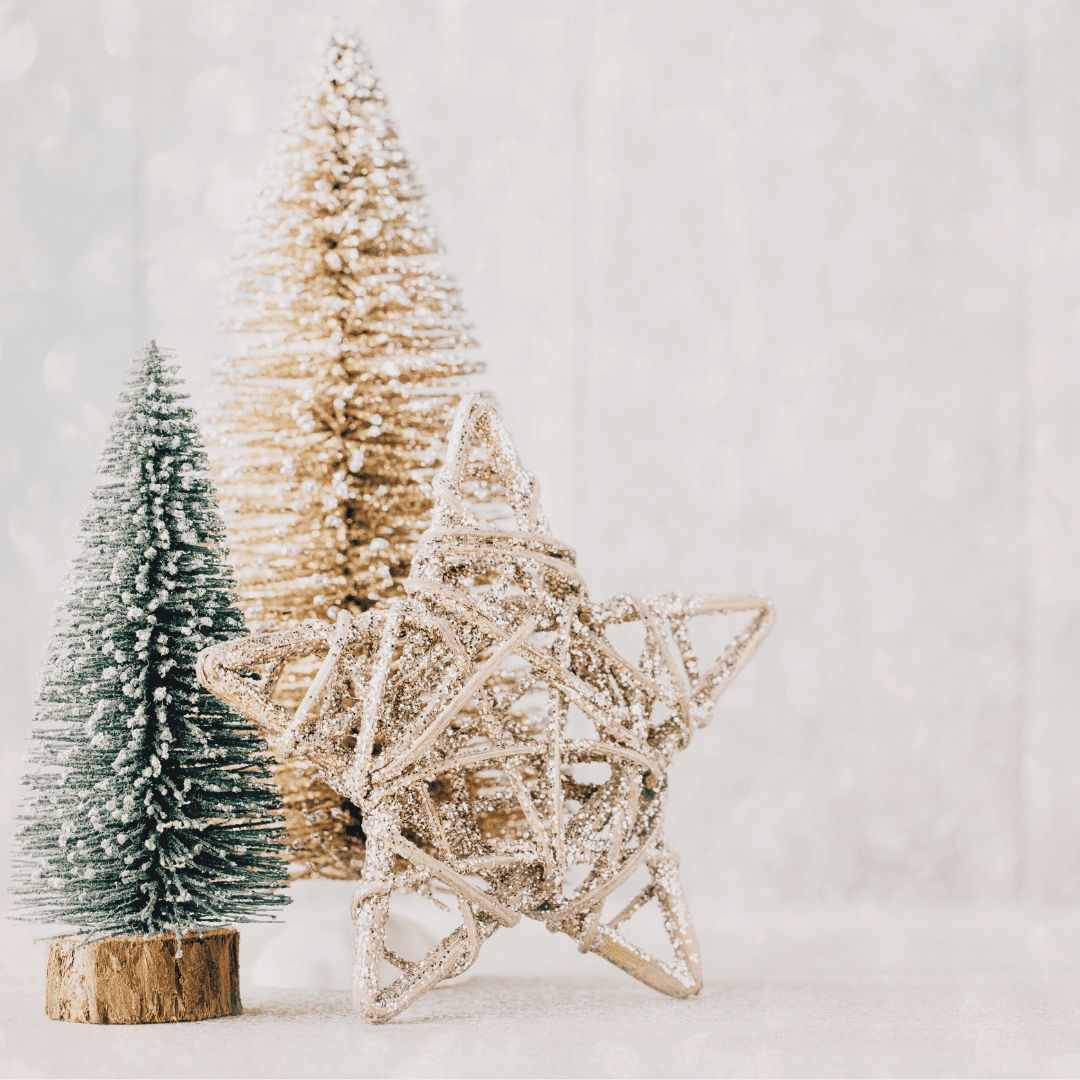 chirstmas decorations trees and star