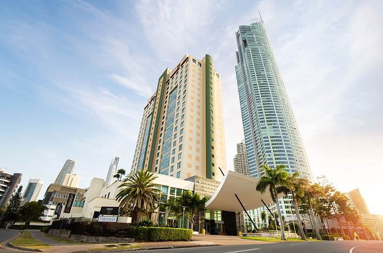 A Tall Building In A City